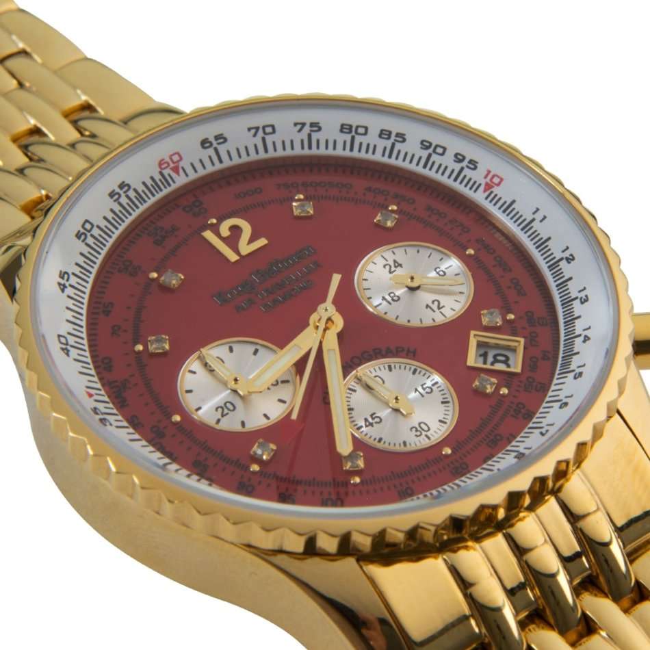 Late Entry Retail: R13,628 Krug Baümen Air Traveller 8 REAL Diamond Red Gold Dial 18K Gold Watch