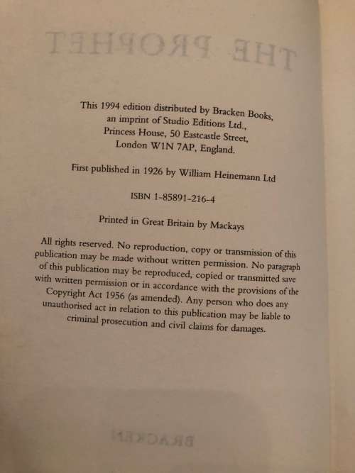 The Prophet - Kahlil Gibran