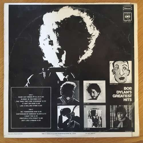 Bob Dylan - Greatest Hits LP/Compilation (1972 SA Press) VG+/VG