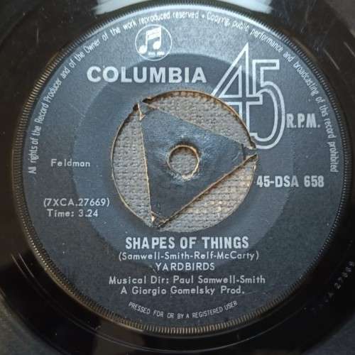 The Yardbirds - Shapes Of Things 7`/single (1966 Zim press) VG