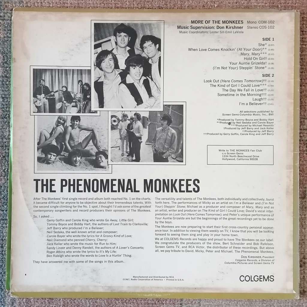 The Monkees - More Of the Monkees LP/Album (1967 US mono import) VG/VG