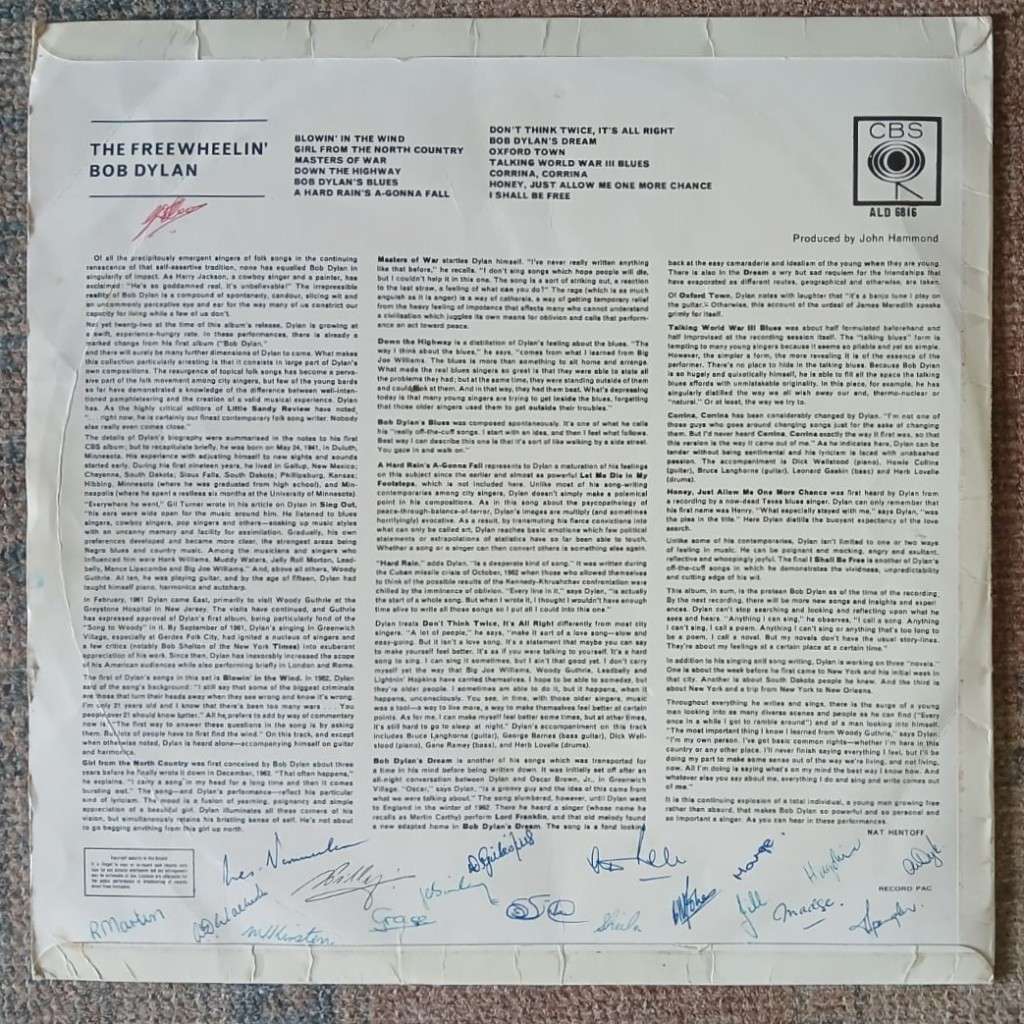 Bob Dylan - The Freewheelin' Bob Dylan LP/Album (1967 US import) VG+/VG-