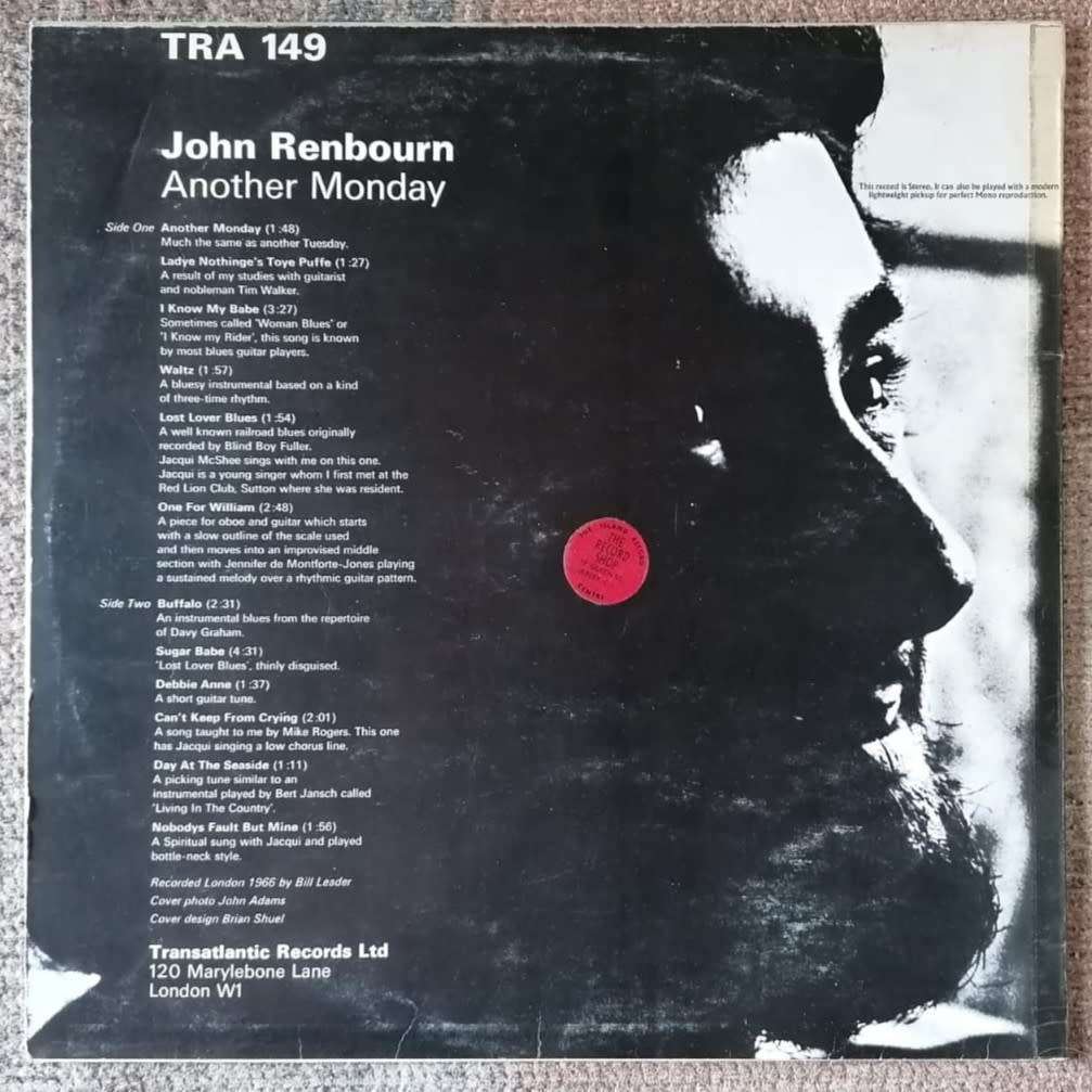 John Renbourn - Another Monday LP/Album (1966 UK press) VG+/VG+