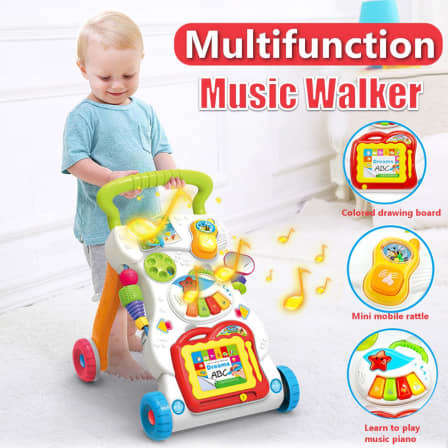 Multifunctional Baby Walker Stand-to-Sit Trolley High Quality Kids Gift For Toddler Learning Walk Mu