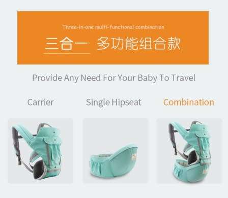 Convertible 3D Breathable Mesh Baby Carrier with Hip Seat