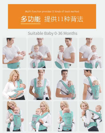 Convertible 3D Breathable Mesh Baby Carrier with Hip Seat
