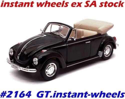 Volkswagen BEETLE open CABRIO 1960 black 1/24 Welly NEW+boxed FREE Delivery #2164 instant wheels
