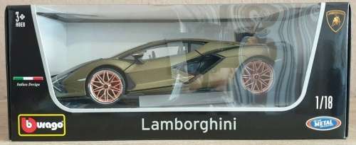 Lamborghini Sian FKP 37 2019 olive-gold-matte 1/18 Bburago NEW+boxed #8355 instant wheels