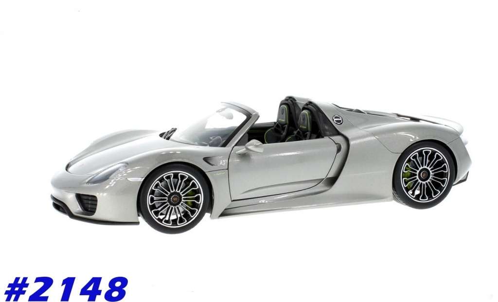 Porsche 918 Spyder 2012 (open) silver 1/24 Welly NEW+boxed  #2148 instant wheels