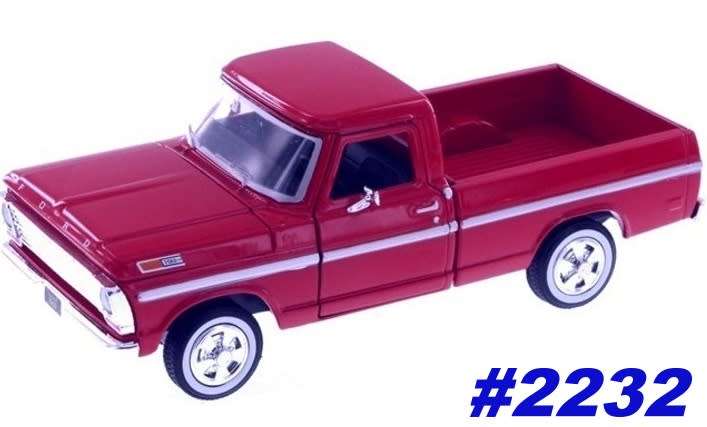 Ford F-100 1969 red 1/24 Motormax NEW+boxed  #2232 instant wheels