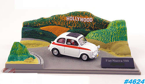 Fiat Nuova 500 2010 white in Diorama 1/43 IXO NEW+boxed  #4624 instant wheels