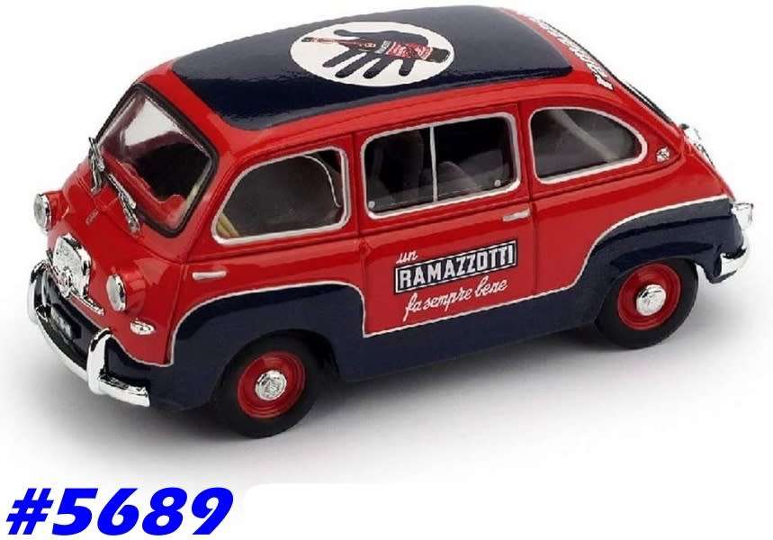 FIAT 600 Multipla 1960 Ramazotti red 1/43 Brumm NEW+reblistered  #5689 instant wheels