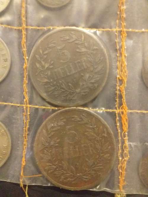 1908 + 1909 5 Heller Coins