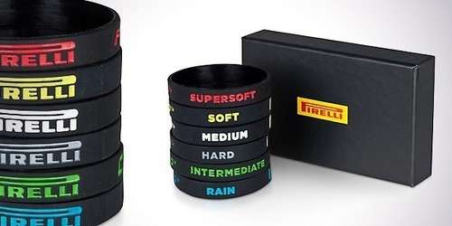 PIRELLI FORMULA ONE OFFICIAL LIMITED EDITION WRISTBANDS BOX 6 TYRE COMPOUND