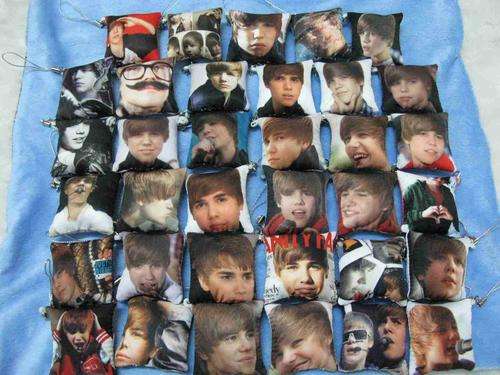 BRAND NEW VARIOUS JUSTIN BIEBER CELLPHONE PILLOW CHARMS.