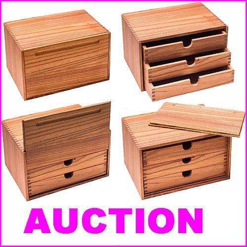10 Wooden Boxes with 3 Drawers and Sliding Lids