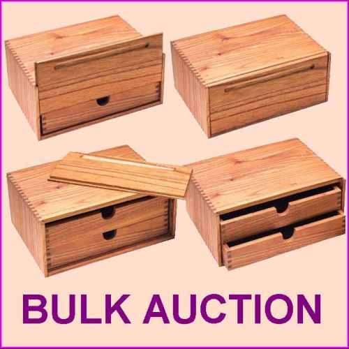 10 Wooden Boxes with 2 Drawers and Sliding Lids