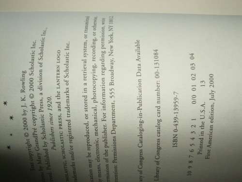 HARRY POTTER AND THE GOBLET OF FIRE - FIRST AMERICAN EDITION