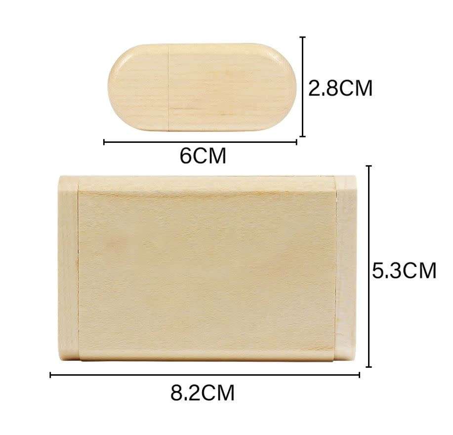 Walnut USB laser engravable flash drive with box