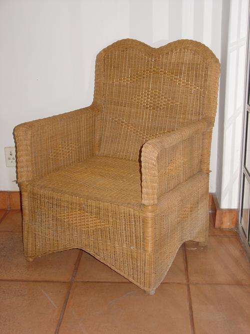 Large wicker cane armchair
