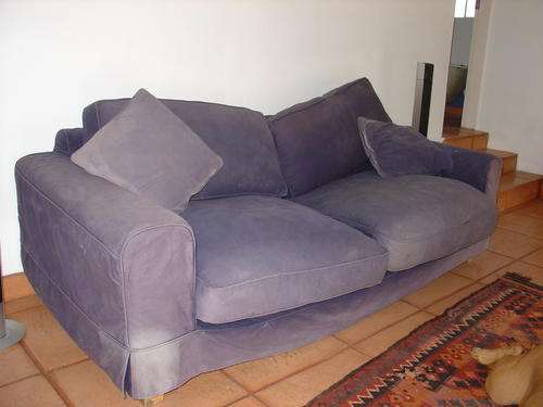Blue Coricraft "Fifth Ave" slipcover couch (230cm)
