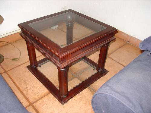 Wetherley's "Exeter" - wood and double glass Lamp Table