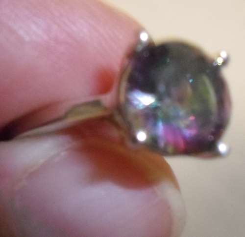 BEAUTIFUL 9.25 SILVER RING SET WITH RAINBOW MYSTIC TOPAZ ( stamped )