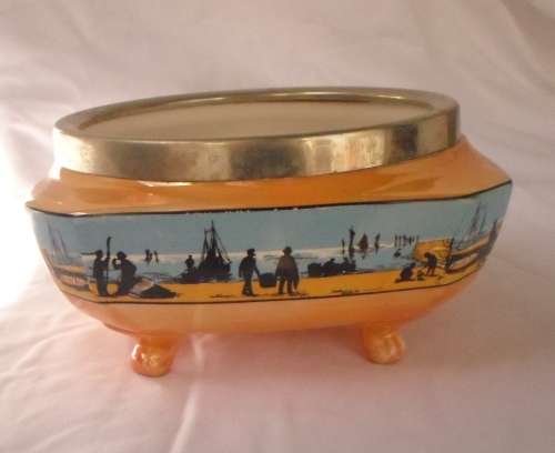 RETRO ART DECO LUSTERWARE L & SONS LTD CENTERPEACE NAUTICAL BOWL WITH LEGS
