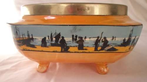 RETRO ART DECO LUSTERWARE L & SONS LTD CENTERPEACE NAUTICAL BOWL WITH LEGS