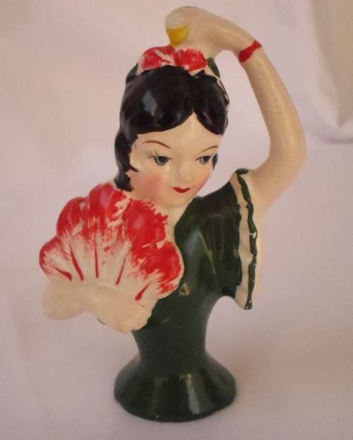 BEAUTIFUL VINTAGE PORCELAIN HALF DOLL