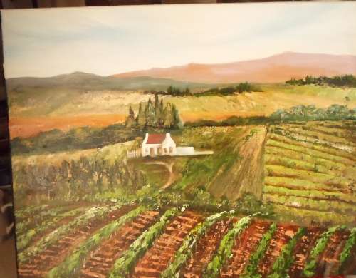 BEAUTIFUL LARGE  ANNE-MARI BURGER SOUTH AFRICAN ARTIST 'VINEYARD VALUE R3000