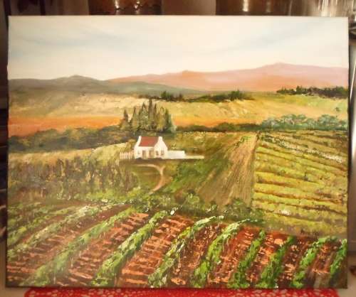 BEAUTIFUL LARGE  ANNE-MARI BURGER SOUTH AFRICAN ARTIST 'VINEYARD VALUE R3000