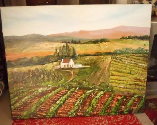BEAUTIFUL LARGE  ANNE-MARI BURGER SOUTH AFRICAN ARTIST 'VINEYARD VALUE R3000
