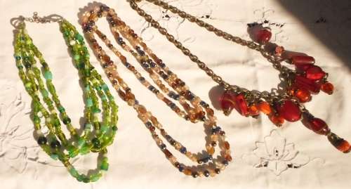 WOW !!!!! 3 X STATEMENT LAMP WORK MURANO AND GLASS NECKLACES