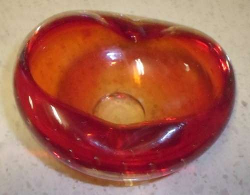 WOW  !!!! BEAUTIFUL GLASS PAPER WATE OWL +RED MURANO ASHTRAY