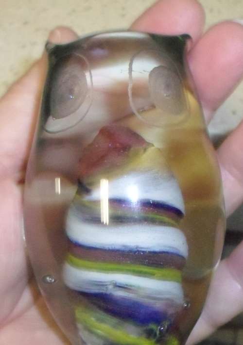 WOW  !!!! BEAUTIFUL GLASS PAPER WATE OWL +RED MURANO ASHTRAY