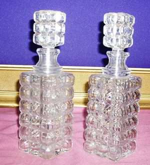 2X GLASS VINTAGE PERFUME BOTTELS (PRESSED MOULDED )
