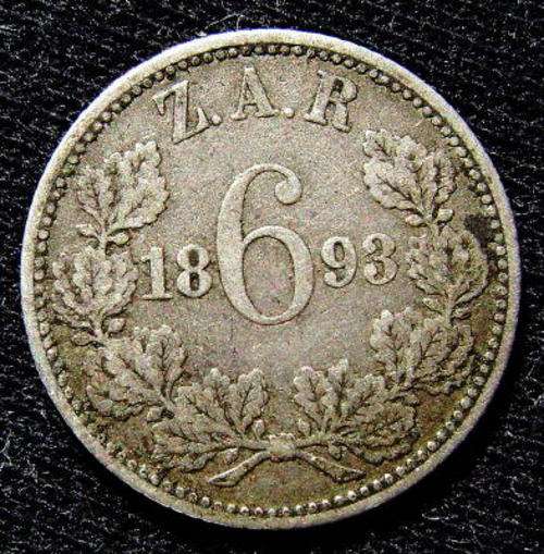 1893 Silver ZAR Sixpence