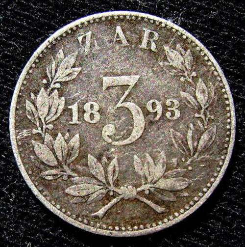 1893 Silver ZAR Threepence