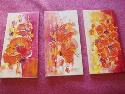 3 X OIL PAINTINGS ON CANVASS BOXED READY TO HANG