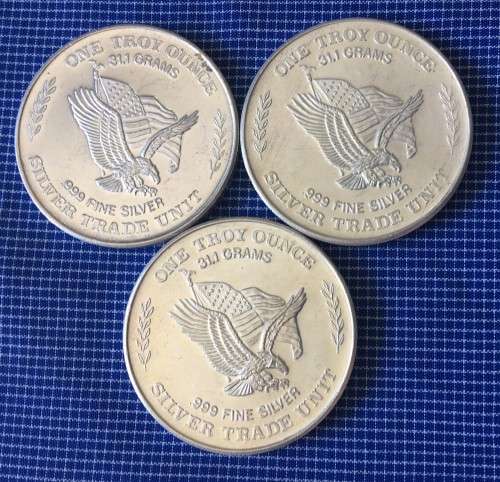 3 x Silver Troy 1 Oz US Mint coins - 1981