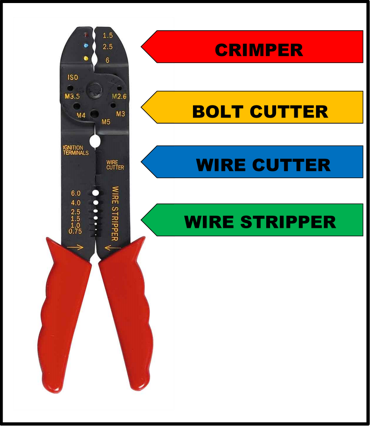 WIRE CUTTING, STRIPPING, CRIMPING TOOL