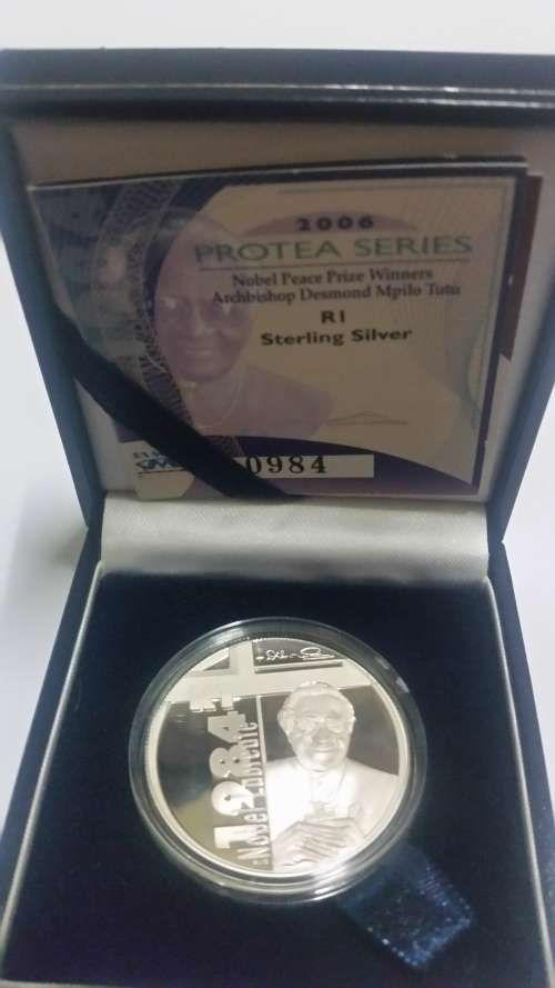 ONE RAND NO RESERVE AUCTION 2006 Silver R1 Desmond Tutu Proof Coin