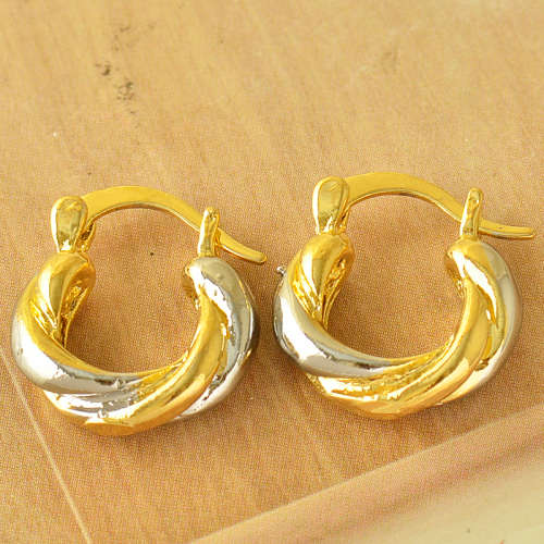 Ladies Stunning 2 Tone white & Yellow Gold Filled Earrings