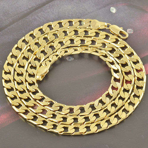 Mens Stunning Heavy 9K Yellow Gold Filled Cuban Link Chain  ( 52cm )