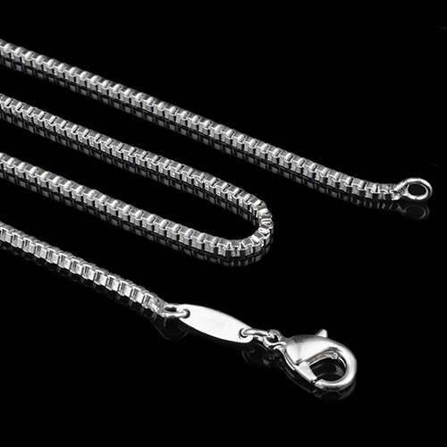 Mens Elegant 925 Silver Plated Box Link Chain  ( 60cm )