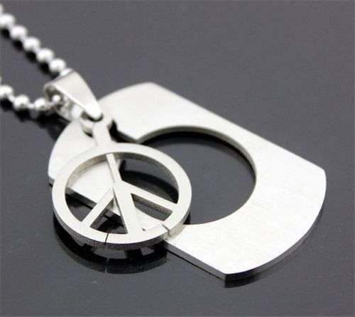 Cool & Funky  " PEACE SIGN "  Titanium Pendant Chain