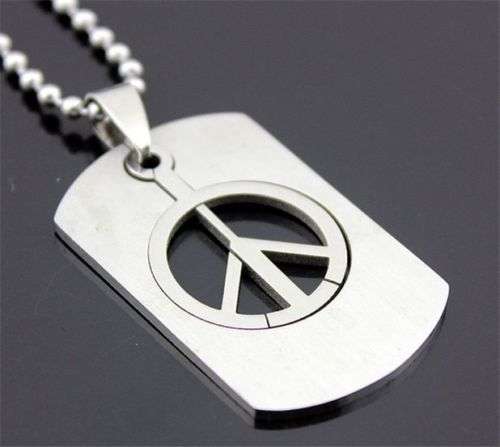 Cool & Funky  " PEACE SIGN "  Titanium Pendant Chain