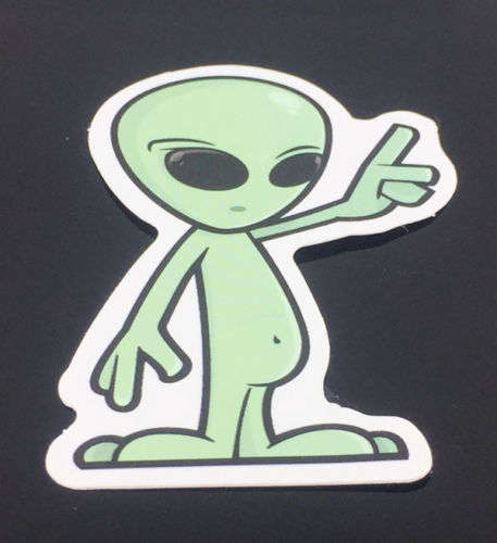 Funky & Cool Alien Waterproof Sticker for Skateboard , Helmet , Laptop , Car , Suitcase  etc....