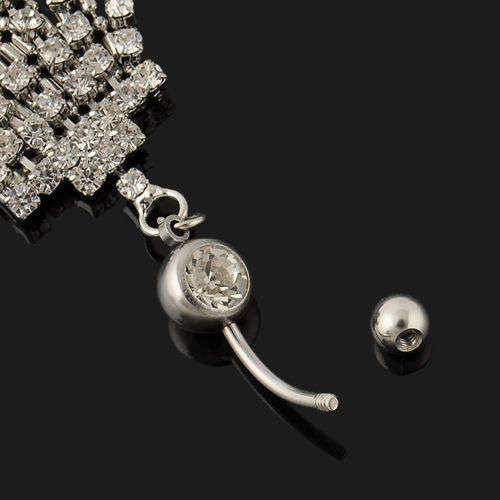 Sexy Rhinestone Braided Bar Bell Navel Ring